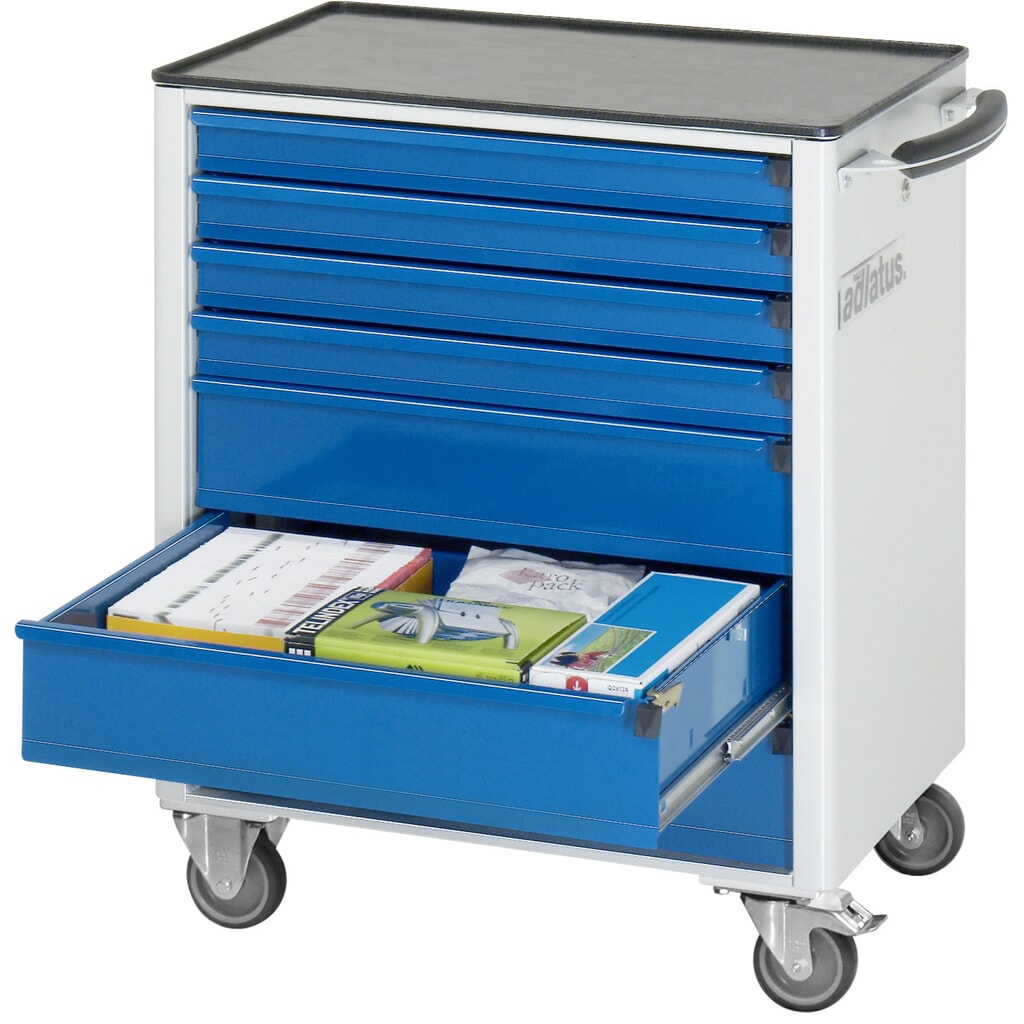 Vozík na náradie vozík RAU série 700, v × š × h 860 × 700 × 510 mm, 7 zásuv. 4 × 130, 3 × 260 mm, kovová pracovná doska Obrázok výrobku: Vozík na náradie vozík RAU série 700, v × š × h 860 × 700 × 510 mm, 7 zásuv. 4 × 130, 3 × 260 mm, kovová pracovná doska