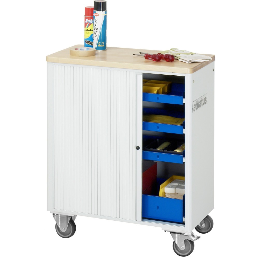 Číslo obrázka výrobku 3: Vozík na náradie vozík RAU série 700, v × š × h 860 × 725 × 400 mm, 4 zásuv. 3 × 40, 1 × 105 mm, buková pracovná doska