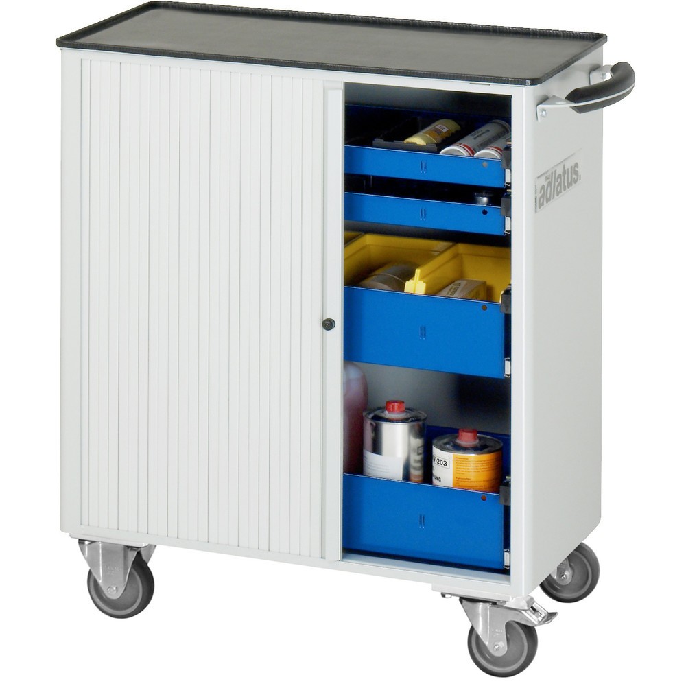 Číslo obrázka výrobku 2: Vozík na náradie vozík RAU série 700, v × š × h 860 × 725 × 400 mm, 4 zásuv. 2 × 40, 2 × 105 mm, kovová pracovná doska