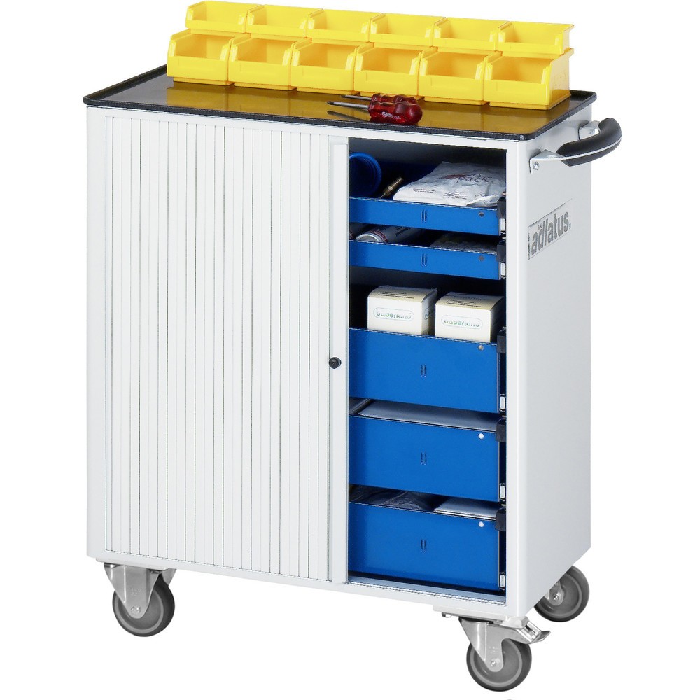 Číslo obrázka výrobku 3: Vozík na náradie vozík RAU série 700, v × š × h 860 × 725 × 400 mm, 5 zásuv. 2 × 40, 3 × 105 mm, kovová pracovná doska