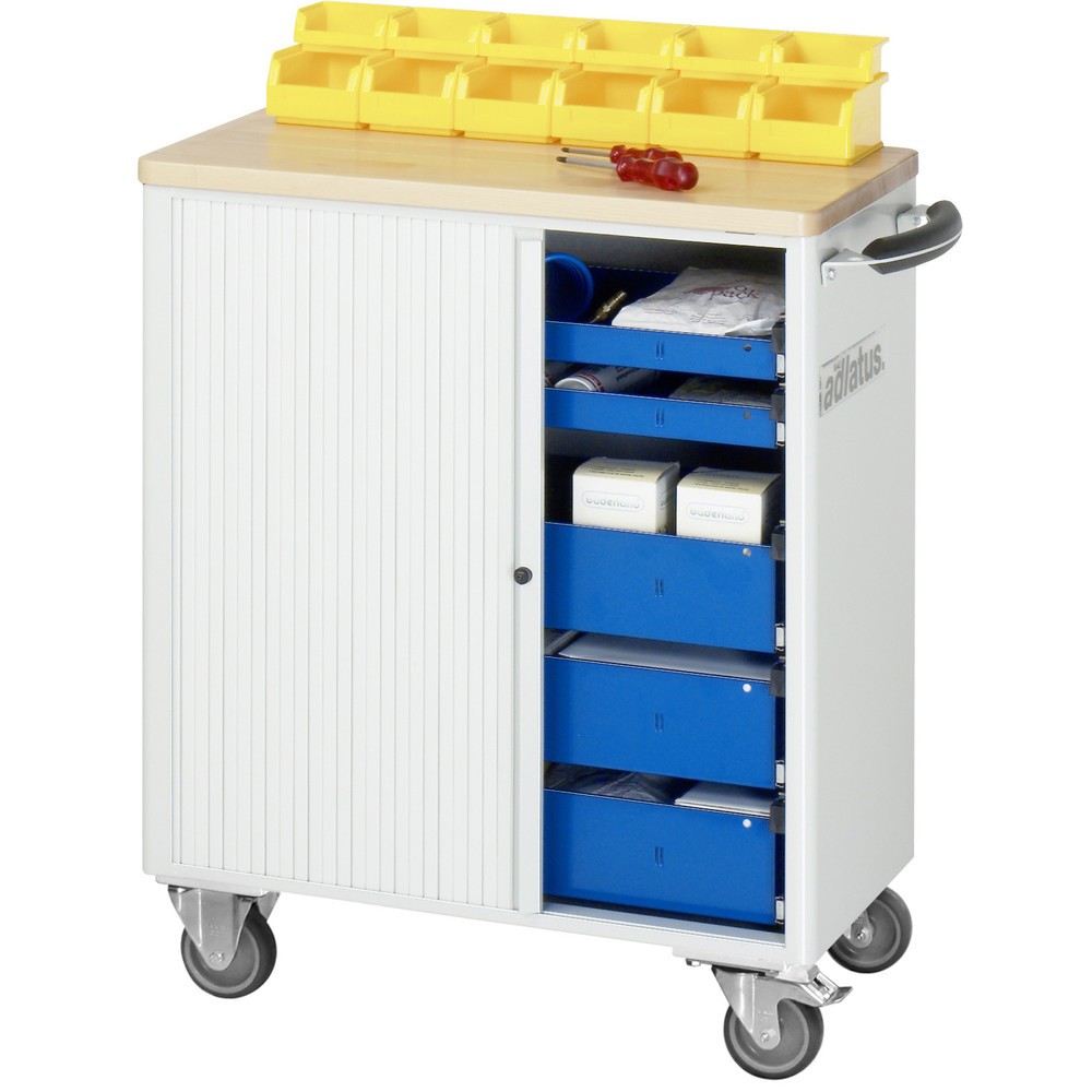 Číslo obrázka výrobku 4: Vozík na náradie vozík RAU série 700, v × š × h 860 × 725 × 400 mm, 5 zásuv. 2 × 40, 3 × 105 mm, buková pracovná doska