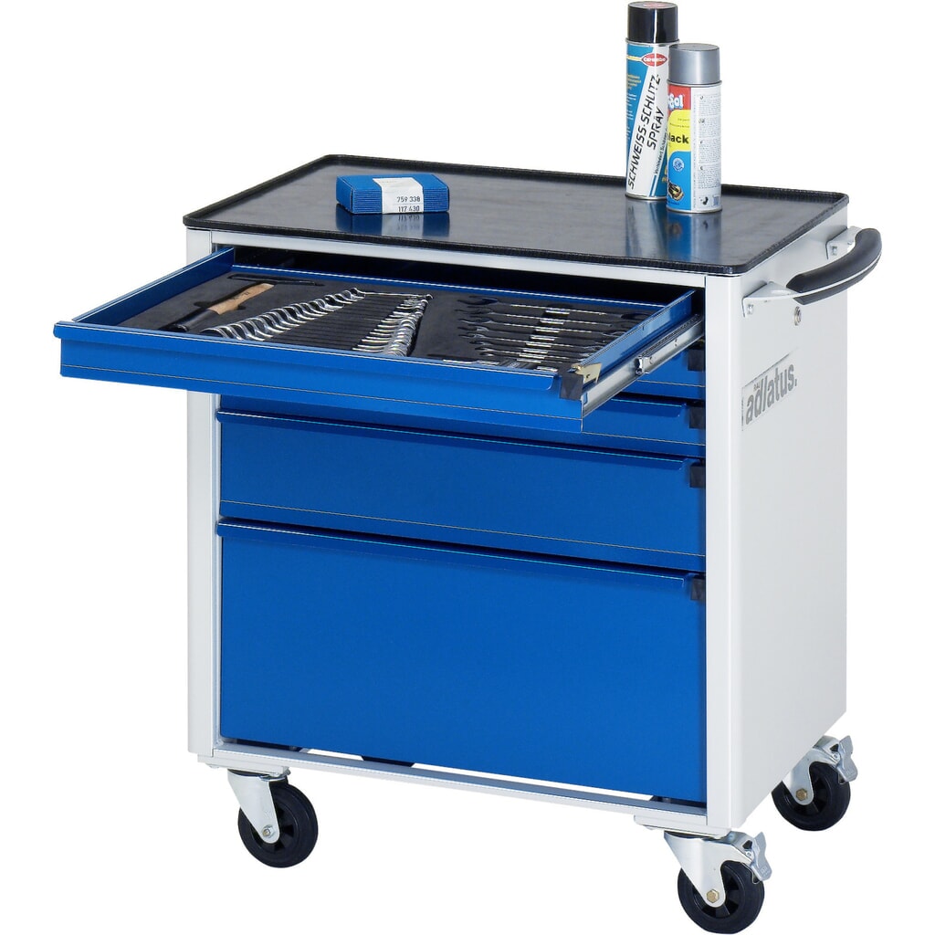 Vozík na náradie RAU série 700, v × š × h 790 × 700 × 510 mm, 5 zásuv. 3 × 65, 1 × 130, 1 × 260 mm, kovová pracovná doska Obrázok výrobku: Vozík na náradie RAU série 700, v × š × h 790 × 700 × 510 mm, 5 zásuv. 3 × 65, 1 × 130, 1 × 260 mm, kovová pracovná doska