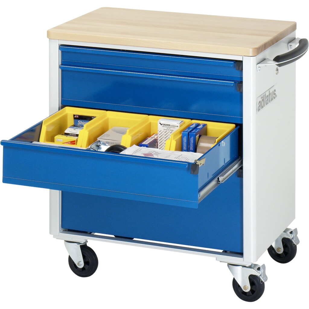 Vozík na náradie RAU série 700, v × š × h 790 × 700 × 510 mm, 4 zásuv. 1 × 65, 2 × 130, 1 × 260 mm, buková pracovná doska Obrázok výrobku: Vozík na náradie RAU série 700, v × š × h 790 × 700 × 510 mm, 4 zásuv. 1 × 65, 2 × 130, 1 × 260 mm, buková pracovná doska