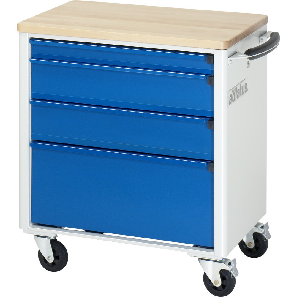 Číslo obrázka výrobku 3: Vozík na náradie RAU série 700, v × š × h 790 × 700 × 510 mm, 4 zásuv. 1 × 65, 2 × 130, 1 × 260 mm, buková pracovná doska