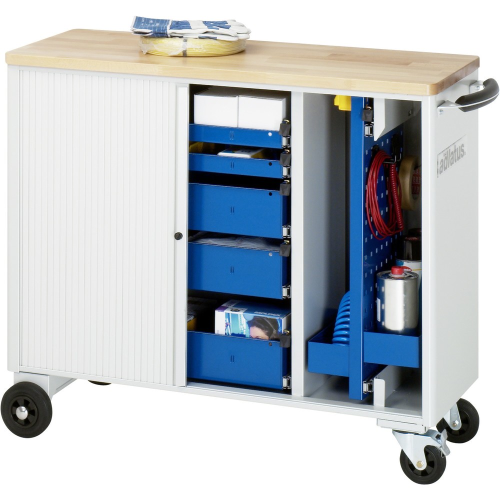 Číslo obrázka výrobku 4: Vozík na náradie vozík RAU série adlatus, v × š × h 860 × 1 025 × 400 mm, 5 zásuv. 2 × 40, 3 × 105 mm, buková pracovná doska