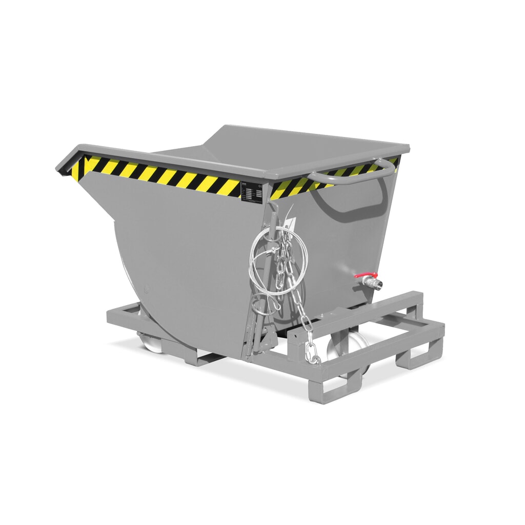 Číslo obrázka výrobku 4: Bauer® Vyklápací zásobník na kovové triesky, nízka konštrukčná výška, s vjazdovými kapsami, lakovaný, objem 0,5 m³, RAL 2000 žltooranžová