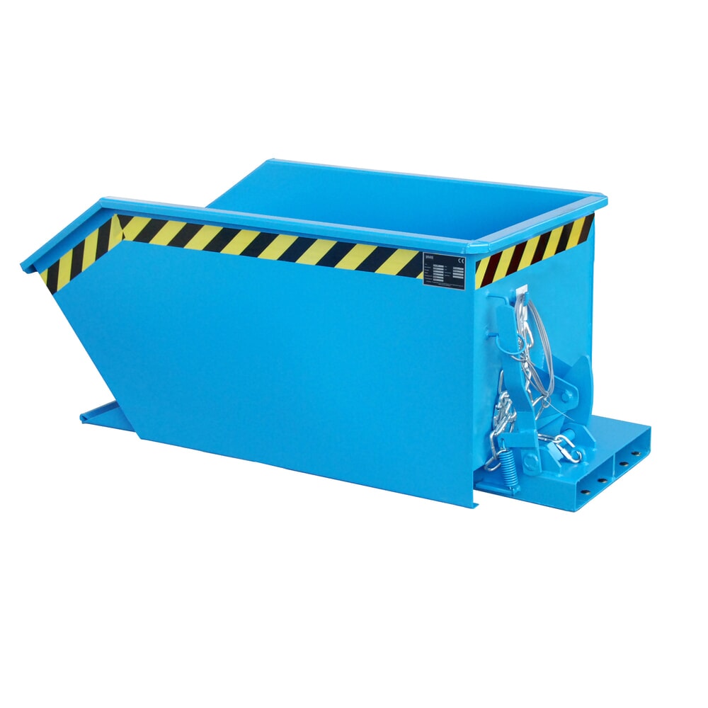 Bauer® Vyklápací zásobník, nízka konštrukčná výška, lakovaný, objem 0,3 m³, RAL 5012 svetlomodrá Číslo obrázka výrobku 1: Bauer® Vyklápací zásobník, nízka konštrukčná výška, lakovaný, objem 0,3 m³, RAL 5012 svetlomodrá