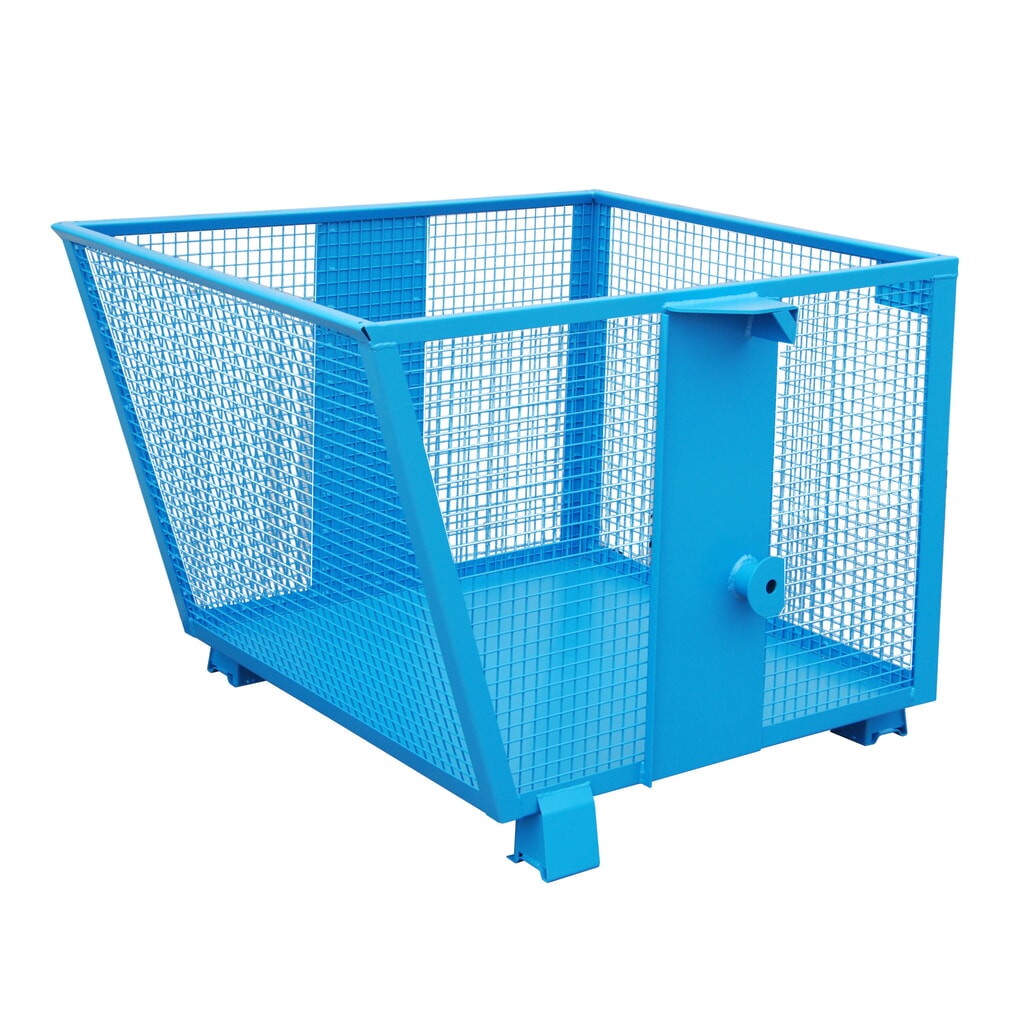 Bauer® Vyklápací zásobník s mriežkovanými stenami, lakovaný, objem 0,9 m³, RAL 5012 svetlomodrá Číslo obrázka výrobku 1: Bauer® Vyklápací zásobník s mriežkovanými stenami, lakovaný, objem 0,9 m³, RAL 5012 svetlomodrá