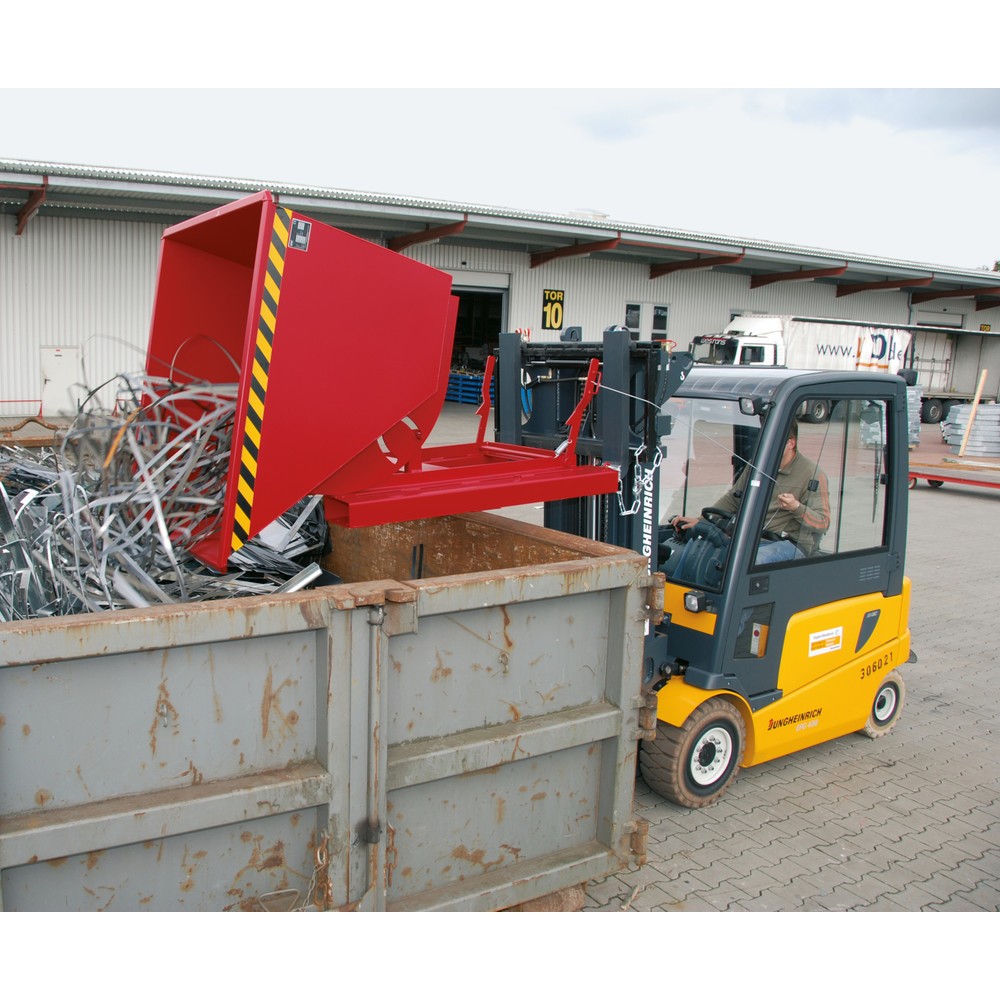 Číslo obrázka výrobku 3: Bauer® Vyklápací zásobník s pojazdnou mechanikou, nosnosť 1 000 kg, lakovaný, objem 1 m³, RAL 2000 žltooranžová
