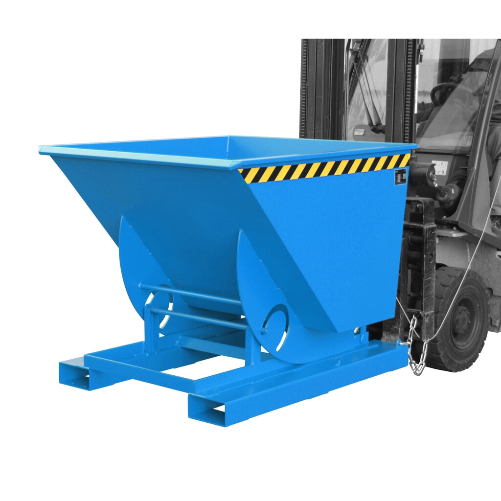 Obrázok výrobku: Bauer® Vyklápací zásobník s pojazdnou mechanikou, nosnosť 1 000 kg, lakovaný, objem 0,75 m³, RAL 5012 svetlomodrá