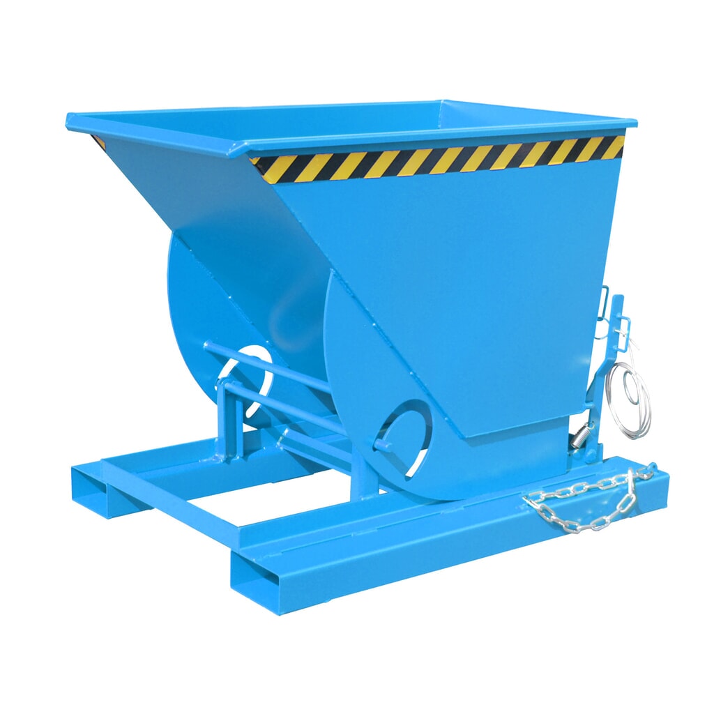 Bauer® Vyklápací zásobník s pojazdnou mechanikou, nosnosť 1 000 kg, lakovaný, objem 0,5 m³, RAL 5012 svetlomodrá Obrázok výrobku: Bauer® Vyklápací zásobník s pojazdnou mechanikou, nosnosť 1 000 kg, lakovaný, objem 0,5 m³, RAL 5012 svetlomodrá