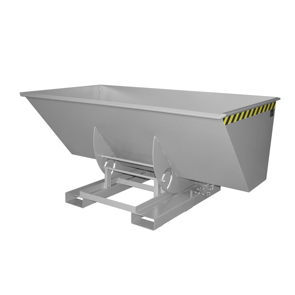 Bauer® Vyklápací zásobník s pojazdnou mechanikou, nosnosť 1 000 kg, lakovaný, objem 1,5 m³, RAL 7005 myšacia šedá Obrázok výrobku: Bauer® Vyklápací zásobník s pojazdnou mechanikou, nosnosť 1 000 kg, lakovaný, objem 1,5 m³, RAL 7005 myšacia šedá