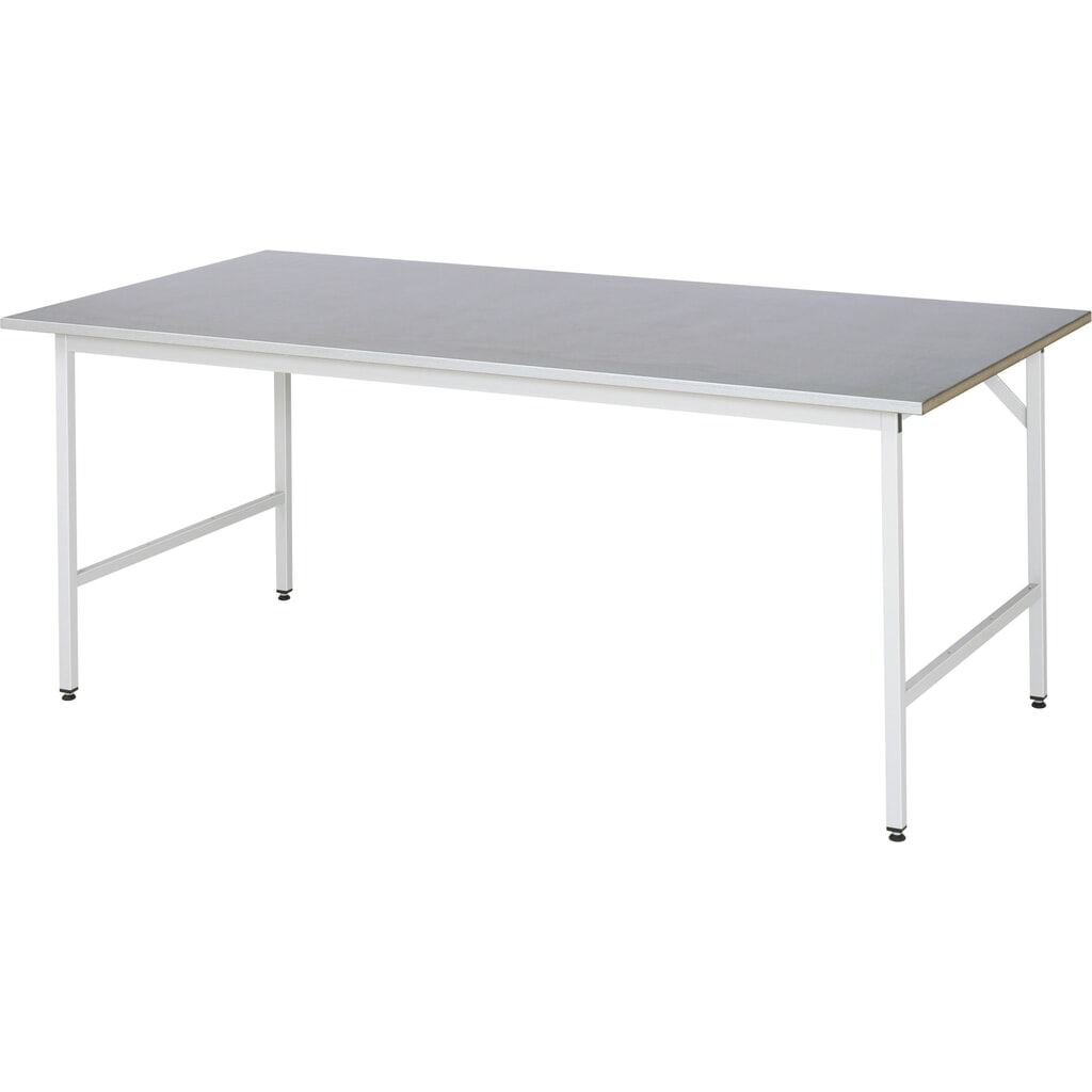 Výškovo nastaviteľný pracovný stôl RAU série TOM, v × š × h 800 – 850 × 2 500 × 1 000 mm, pracovná doska s plechovým povrchom z nehrdzavejúcej ocele Obrázok výrobku: Výškovo nastaviteľný pracovný stôl RAU série TOM, v × š × h 800 – 850 × 2 500 × 1 000 mm, pracovná doska s plechovým povrchom z nehrdzavejúcej ocele