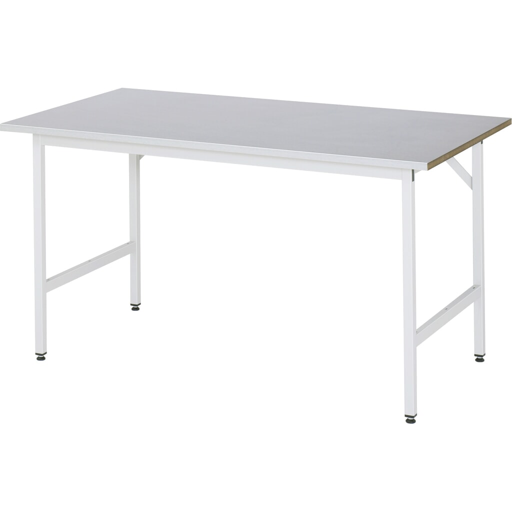 Výškovo nastaviteľný pracovný stôl RAU série TOM, v × š × h 800 – 850 × 1 500 × 800 mm, pracovná doska s povrchom z oceľového plechu Obrázok výrobku: Výškovo nastaviteľný pracovný stôl RAU série TOM, v × š × h 800 – 850 × 1 500 × 800 mm, pracovná doska s povrchom z oceľového plechu