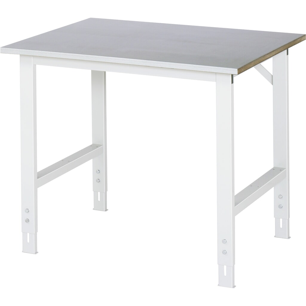 Obrázok výrobku: Výškovo nastaviteľný pracovný stôl RAU série TOM, v × š × h 760 – 1 080 × 1 000 × 800 mm, pracovná doska s povrchom z oceľového plechu