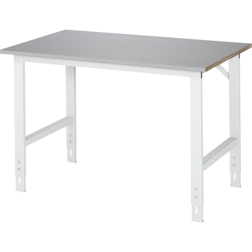 Výškovo nastaviteľný pracovný stôl RAU série TOM, v × š × h 760 – 1 080 × 1 250 × 800 mm, pracovná doska s povrchom z plechu z nehrdzavejúcej ocele Obrázok výrobku: Výškovo nastaviteľný pracovný stôl RAU série TOM, v × š × h 760 – 1 080 × 1 250 × 800 mm, pracovná doska s povrchom z plechu z nehrdzavejúcej ocele