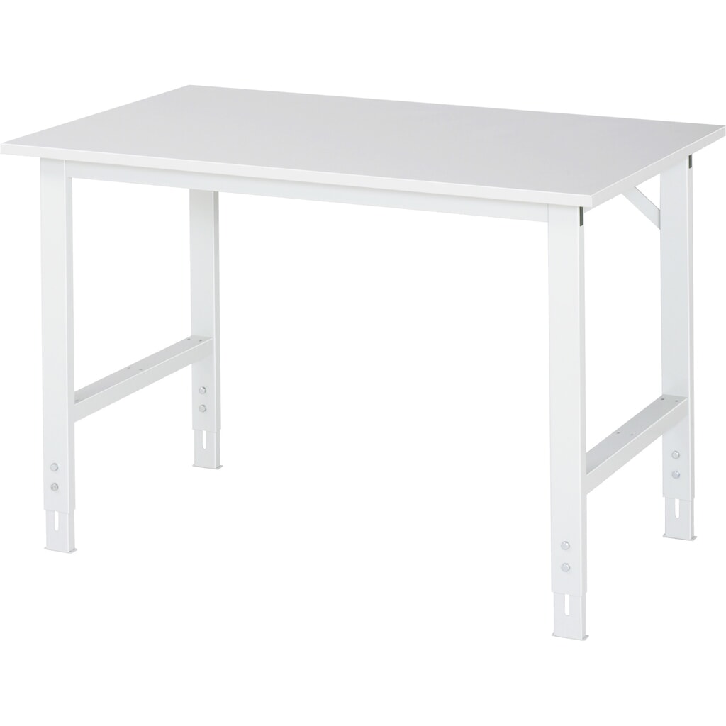 Obrázok výrobku: Výškovo nastaviteľný pracovný stôl RAU série TOM, v × š × h 760 – 1 080 × 1 250 × 800 mm, pracovná doska EGB s povrchom z melamínovej živice