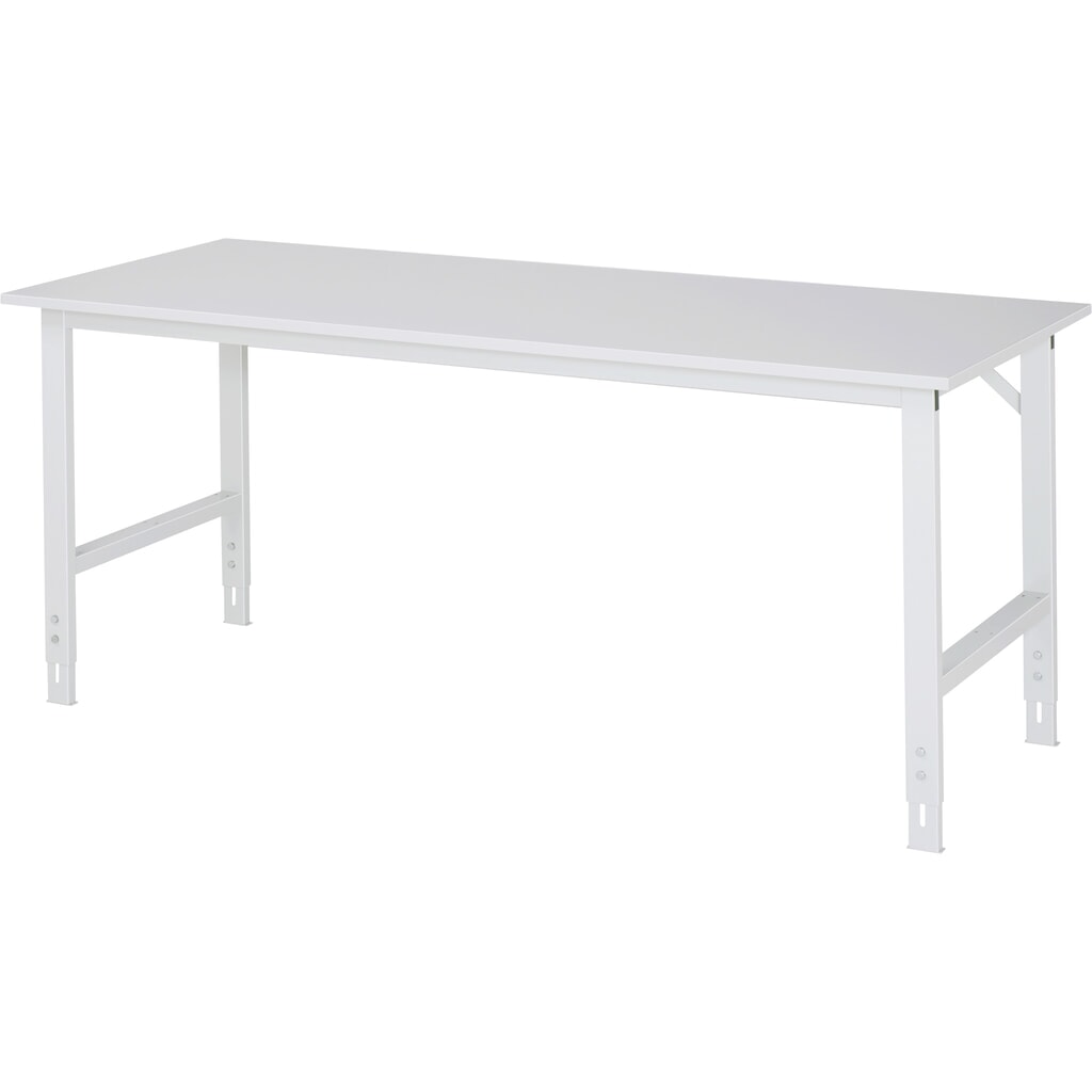 Obrázok výrobku: Výškovo nastaviteľný pracovný stôl RAU série TOM, v × š × h 760 – 1 080 × 2 000 × 800 mm, pracovná doska EGB s povrchom z melamínovej živice