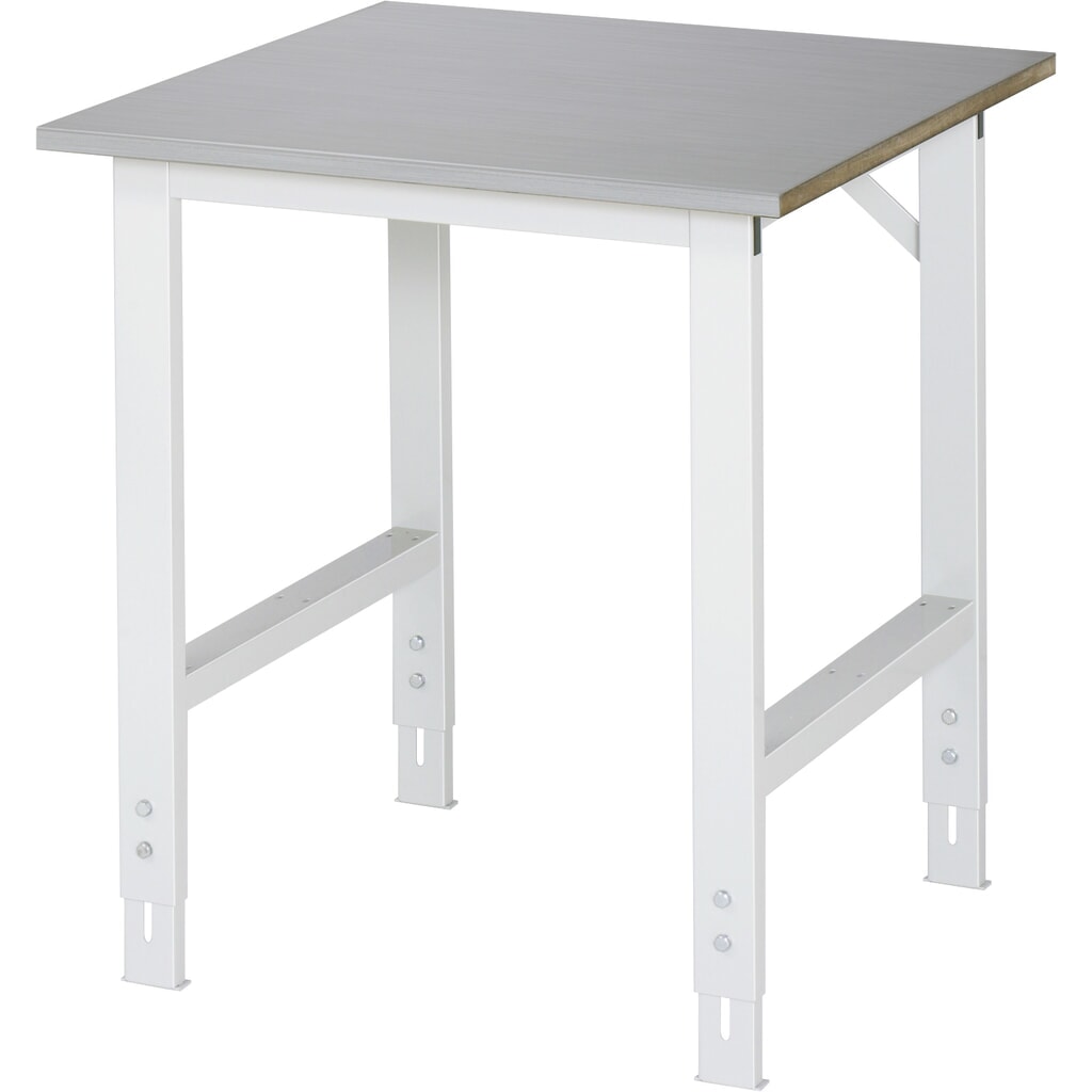Obrázok výrobku: Výškovo nastaviteľný pracovný stôl RAU série TOM, v × š × h 760 – 1 080 × 750 × 800 mm, pracovná doska s povrchom z plechu z nehrdzavejúcej ocele