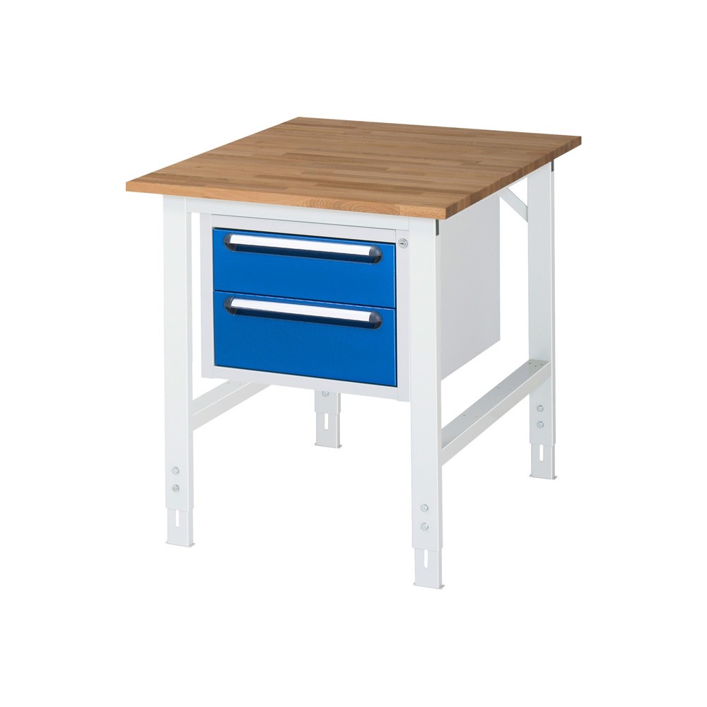 Číslo obrázka výrobku 1: Výškovo nastaviteľný pracovný stôl RAU série TOM, v × š × h 760 – 1 080 × 750 × 1 000 mm, 2 zásuv., pracovná doska z bukového masívu
