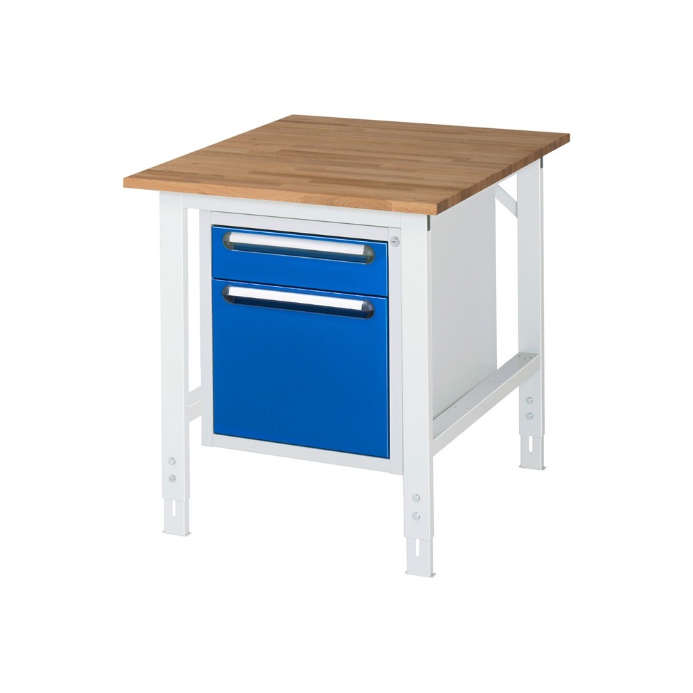 Číslo obrázka výrobku 1: Výškovo nastaviteľný pracovný stôl RAU série TOM, v × š × h 760 – 1 080 × 750 × 1 000 mm, 2 zásuv., pracovná doska z bukového masívu