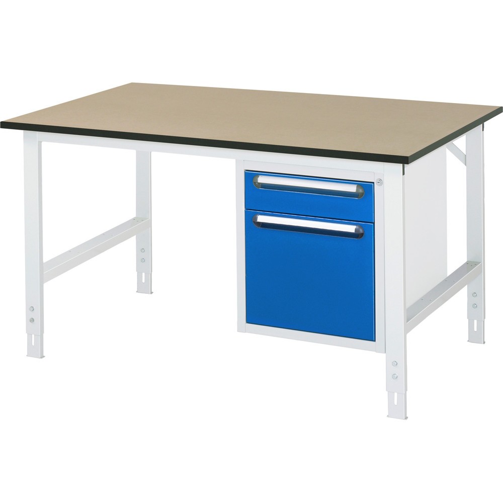 Číslo obrázka výrobku 1: Výškovo nastaviteľný pracovný stôl RAU série TOM, v × š × h 760 – 1 080 × 1 500 × 1 000 mm, 2 zásuv., pracovná doska z MDF