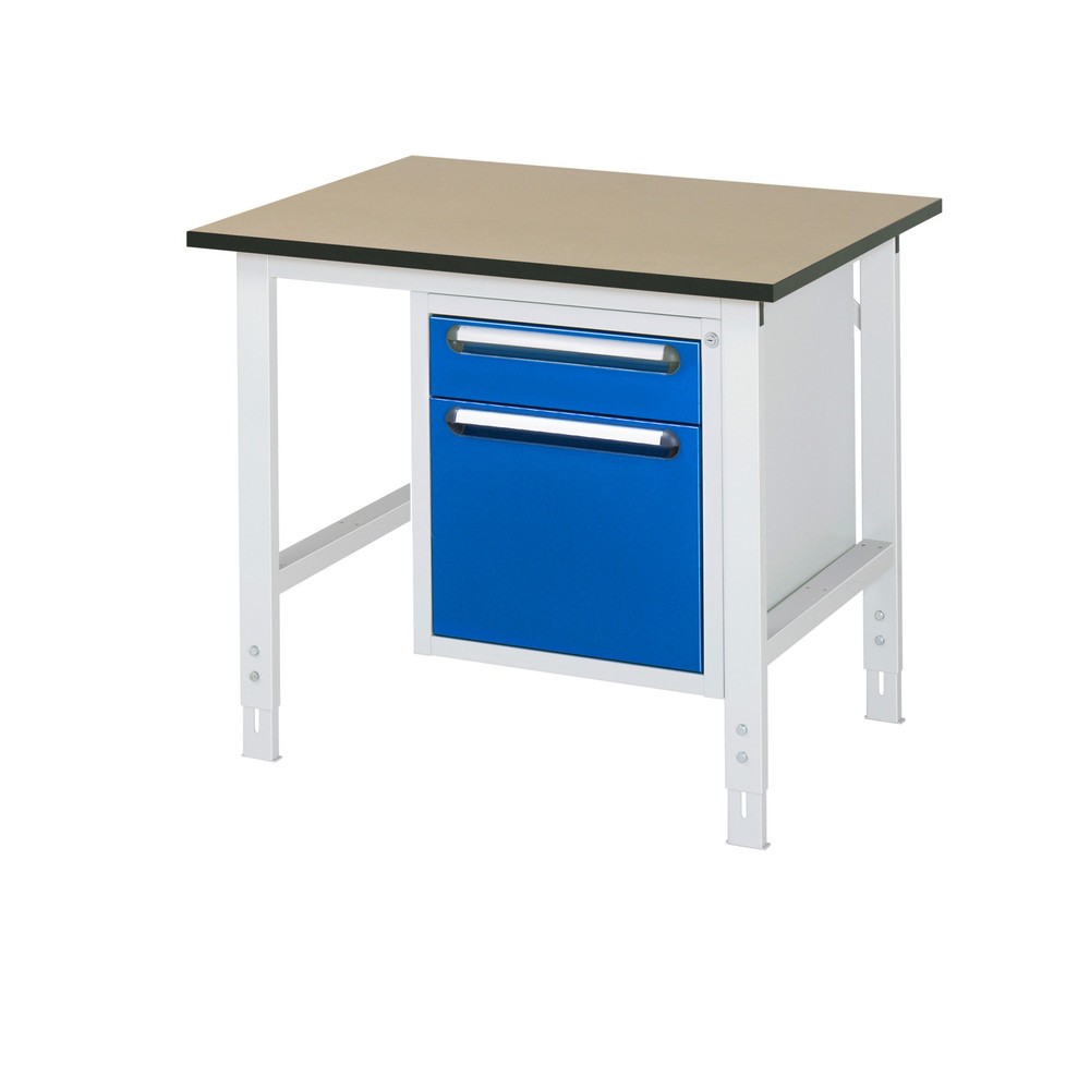Číslo obrázka výrobku 1: Výškovo nastaviteľný pracovný stôl RAU série TOM, v × š × h 760 – 1 080 × 1 000 × 800 mm, 2 zásuv., pracovná doska z MDF