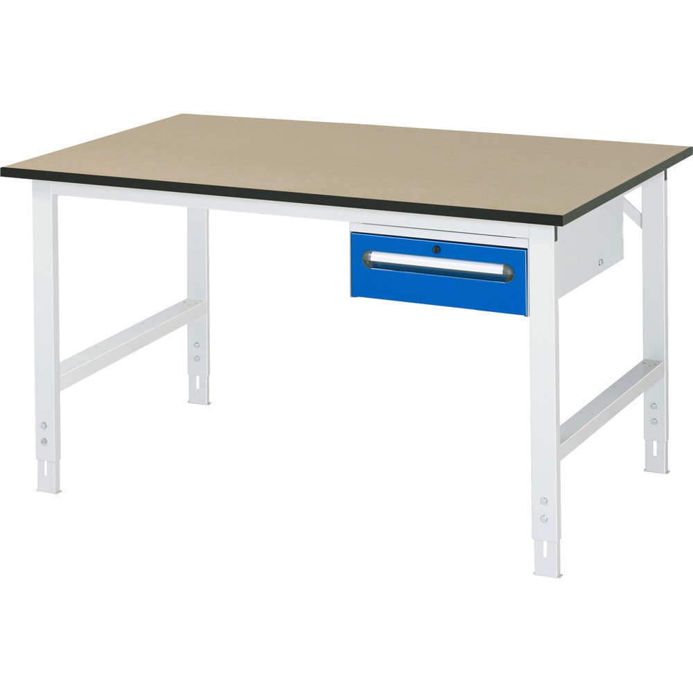 Číslo obrázka výrobku 1: Výškovo nastaviteľný pracovný stôl RAU série TOM, v × š × h 760 – 1 080 × 1 500 × 1 000 mm, 1 zásuv., pracovná doska z MDF