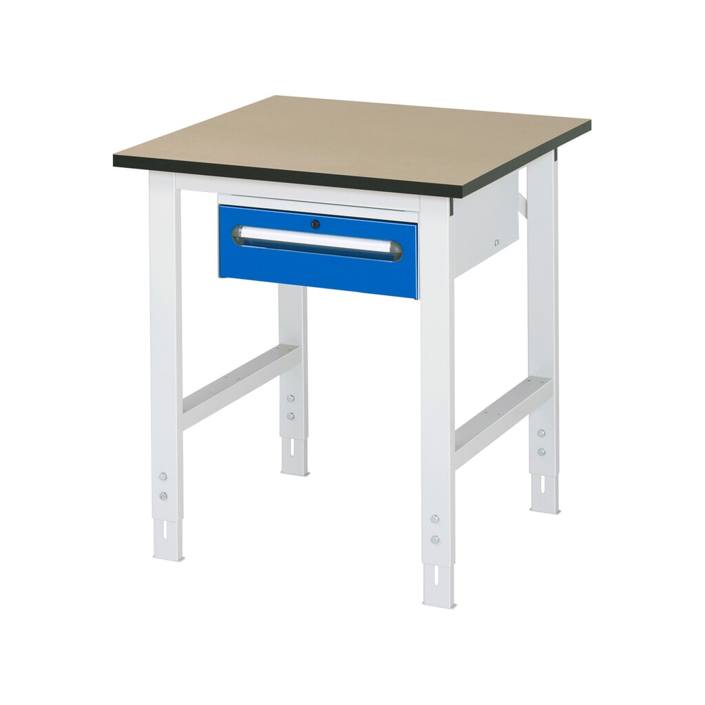 Výškovo nastaviteľný pracovný stôl RAU série TOM, v × š × h 760 – 1 080 × 750 × 800 mm, 1 zásuv., pracovná doska z MDF Číslo obrázka výrobku 1: Výškovo nastaviteľný pracovný stôl RAU série TOM, v × š × h 760 – 1 080 × 750 × 800 mm, 1 zásuv., pracovná doska z MDF