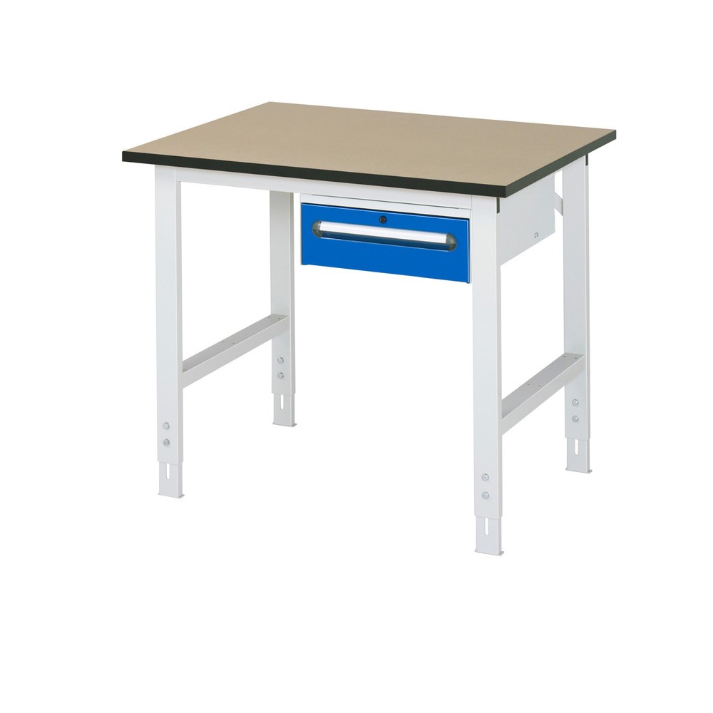 Číslo obrázka výrobku 1: Výškovo nastaviteľný pracovný stôl RAU série TOM, v × š × h 760 – 1 080 × 1 000 × 800 mm, 1 zásuv., pracovná doska z MDF