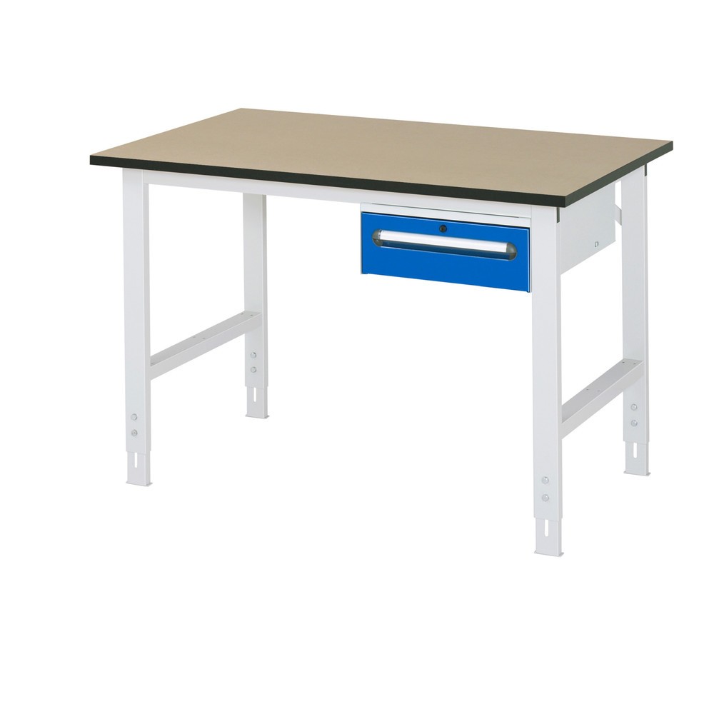 Číslo obrázka výrobku 1: Výškovo nastaviteľný pracovný stôl RAU série TOM, v × š × h 760 – 1 080 × 1 250 × 800 mm, 1 zásuv., pracovná doska z MDF