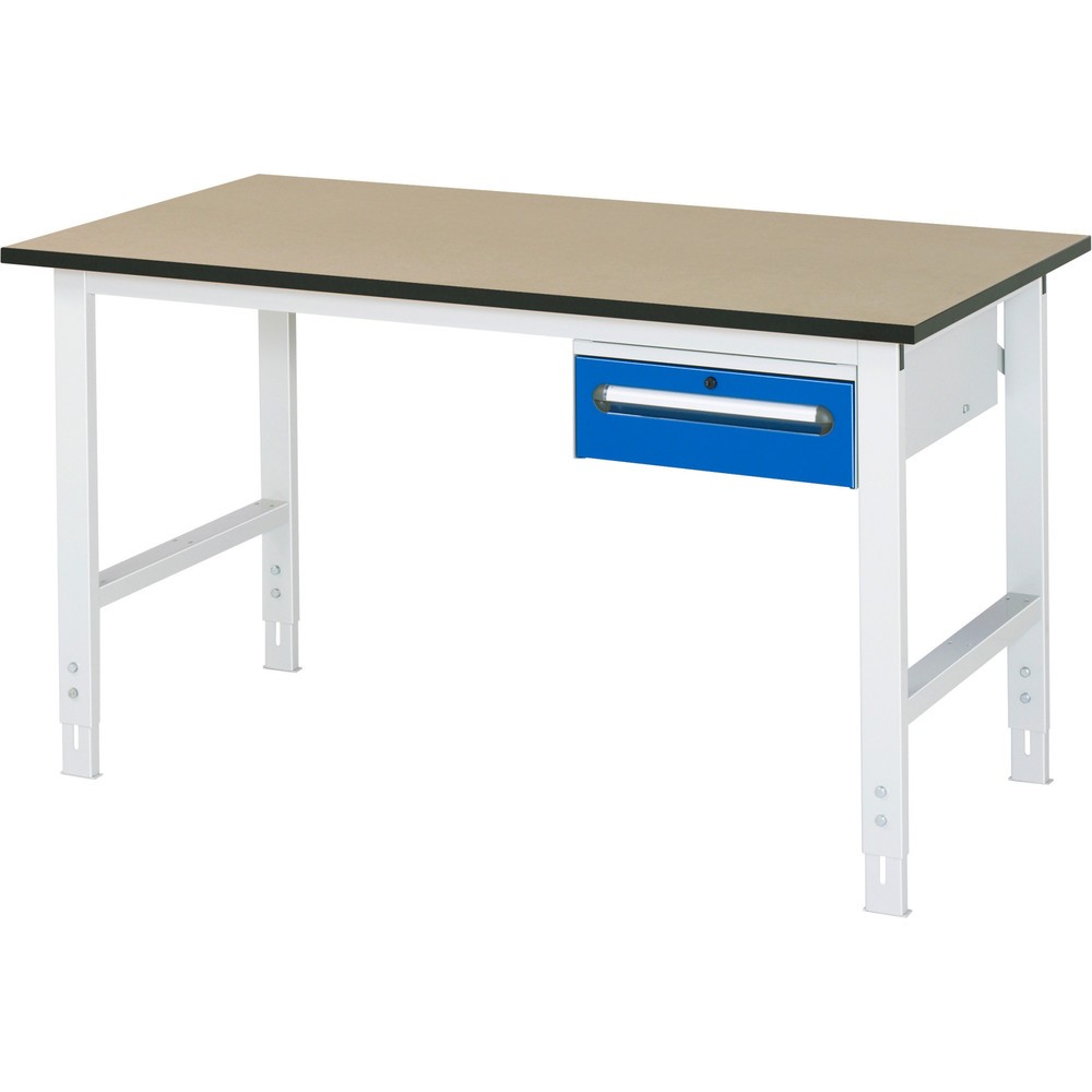 Číslo obrázka výrobku 1: Výškovo nastaviteľný pracovný stôl RAU série TOM, v × š × h 760 – 1 080 × 1 500 × 800 mm, 1 zásuv., pracovná doska z MDF