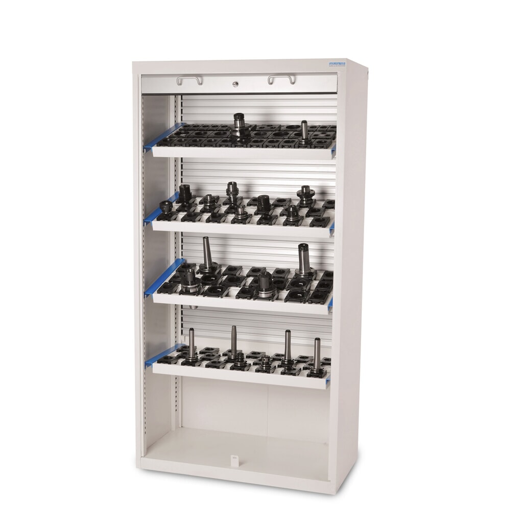 Číslo obrázka výrobku 1: Vysoká skriňa Bedrunka+Hirth na CNC náradie s plastovou roletou, v × š × h 1 950 × 1 000 × 500 mm, VDI 50 (64 kusov)