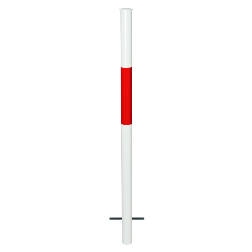 Systémové zábradlia URBAN, stúpacie potrubie, Ø 60 mm, výška nad chodbou 1.000 mm, na nastavenie do betónu, žiarovo pozinkované a lakované, červená/biela Obrázok výrobku: Systémové zábradlia URBAN, stúpacie potrubie, Ø 60 mm, výška nad chodbou 1.000 mm, na nastavenie do betónu, žiarovo pozinkované a lakované, červená/biela