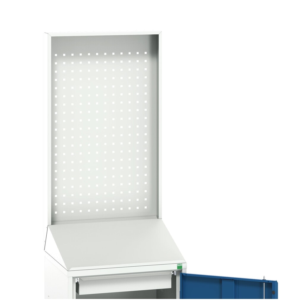 Pult bott verso Economy s perforovanou zadnou stenou, s 1 policou a 1 zásuvkou, š × h × v: 525 × 550 × 2 000 mm Obrázok výrobku: Pult bott verso Economy s perforovanou zadnou stenou, s 1 policou a 1 zásuvkou, š × h × v: 525 × 550 × 2 000 mm