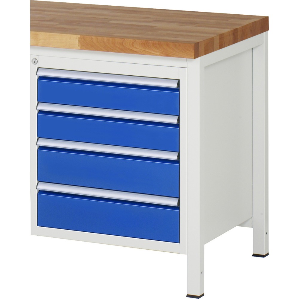 Číslo obrázka výrobku 1: Zásuvková skriňa RAU série 7000, podstavný kontajner, v × š × h 620 × 580 × 650 mm, 4 zásuv. 2 × 120, 2 × 150 mm