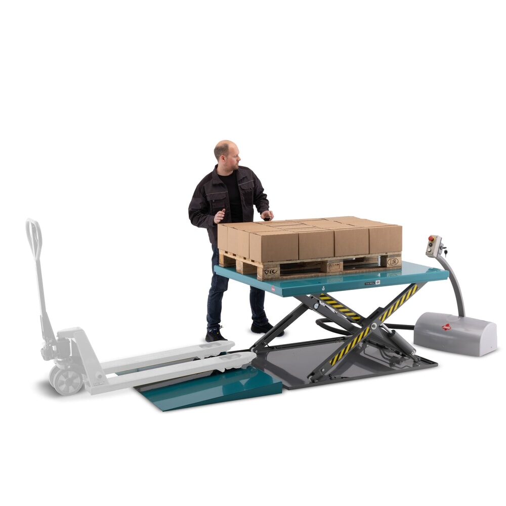 Číslo obrázka výrobku 4: Zatvorený plochý nožnicový zdvíhací stôl Ameise® nosnosť 1 000 kg, plošina 1 450 x 1 140 mm