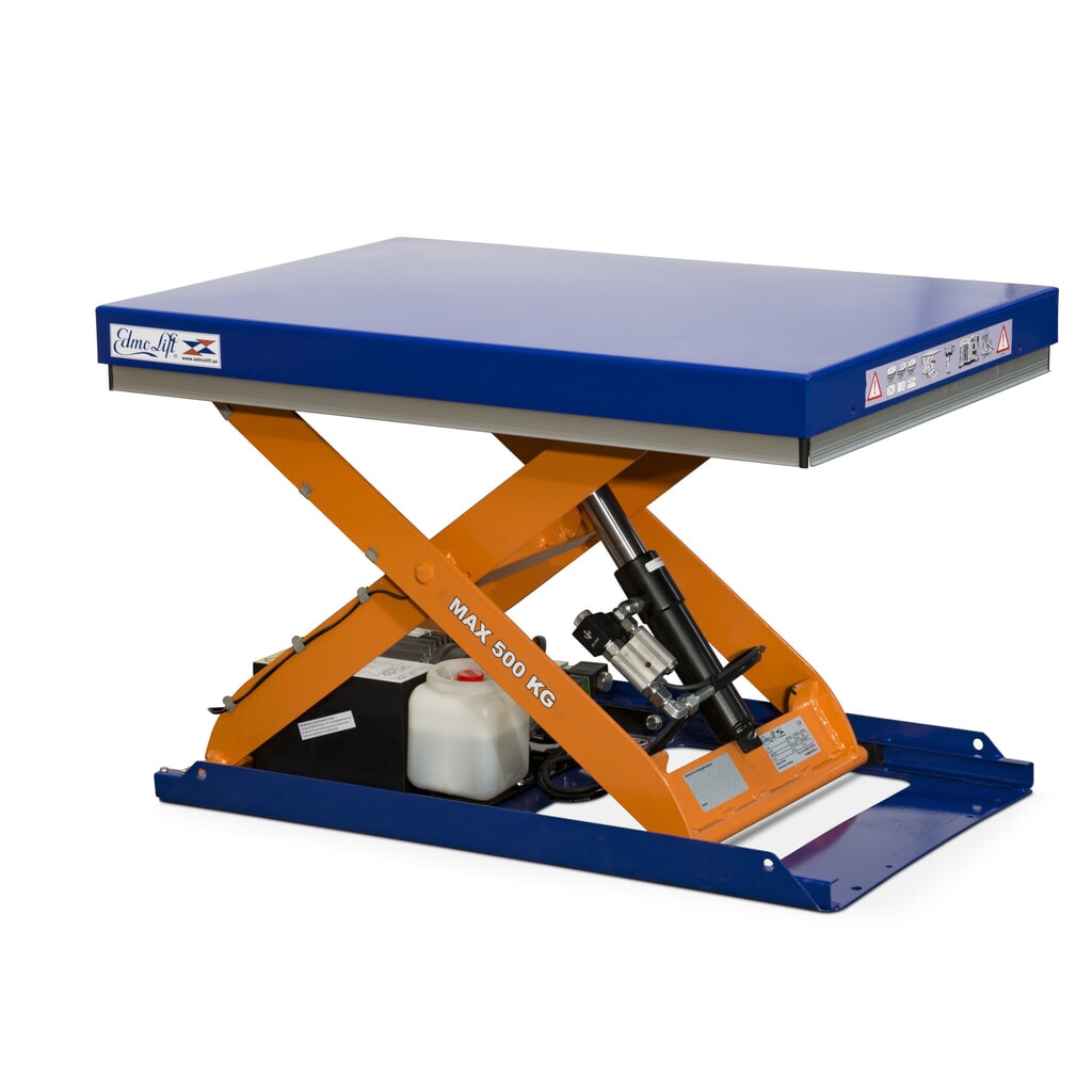 Obrázok výrobku: Zdvíhací stôl EdmoLift® s nožnicovým mechanizmom radu C, nosnosť 500 kg, plošina cca 900 x 600 mm